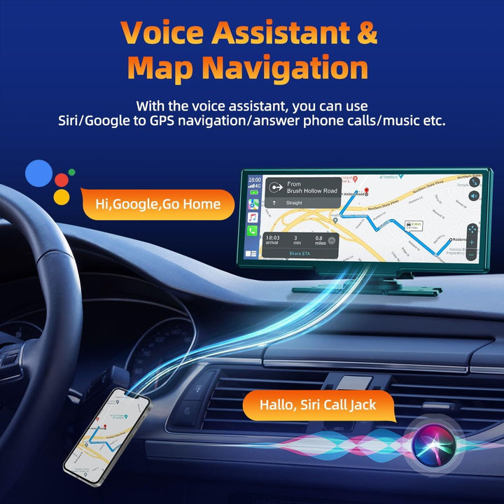 Volam 9.26 Zoll Carplay Display mit 2.5K Dashcam Auto Vorne,1080P Rückfahrkamera, Wireless A-pple Ca