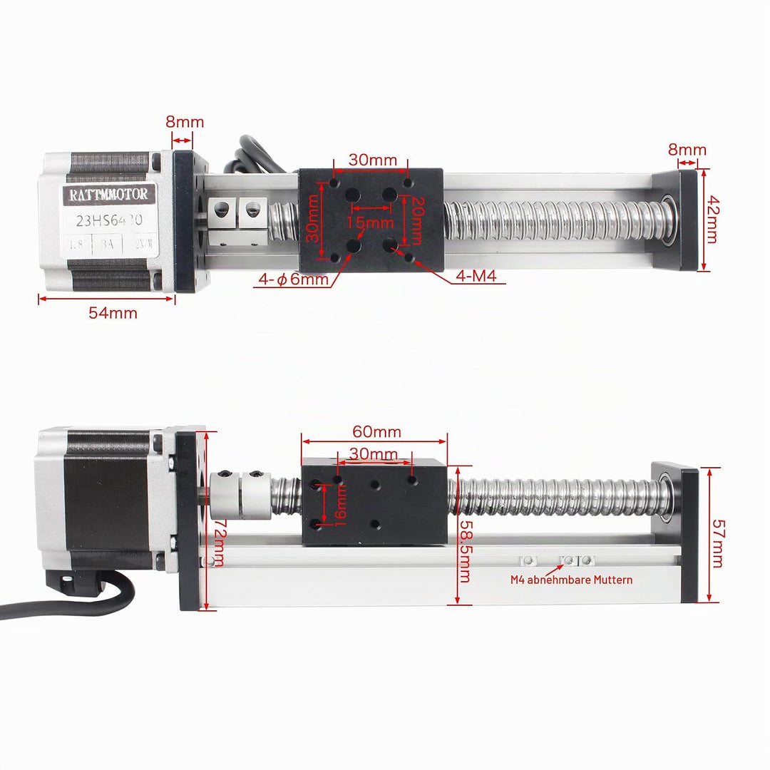 RATTMMOTOR 400mm Verfahrweg Länge Linear Schienenführung CNC Linearschlitten Tisch Lineartischantrie