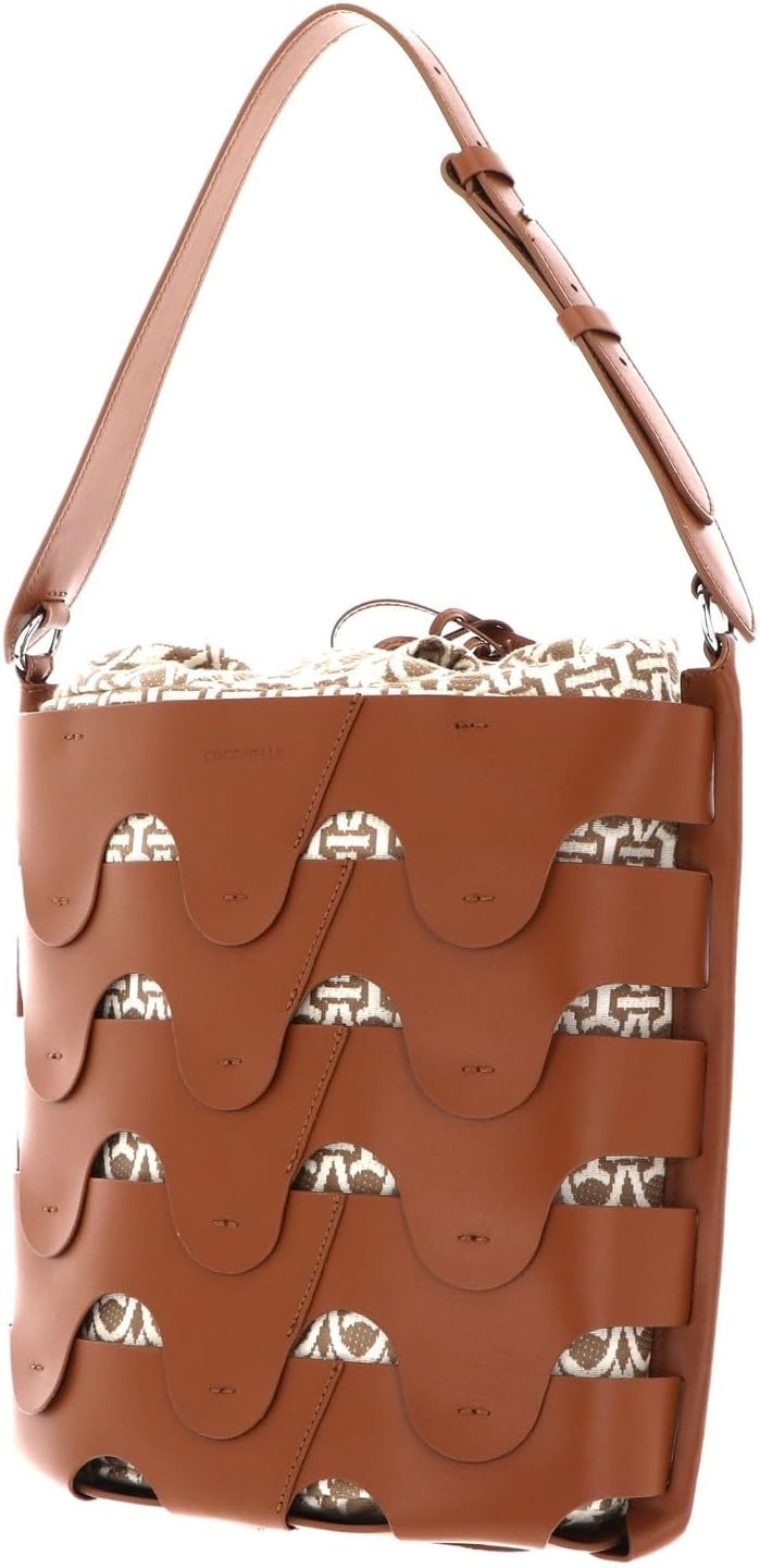 Coccinelle Leder Schultertasche Medhuse Bucket Bag Caram / Mult. Natu, Caram / Mult. Natu