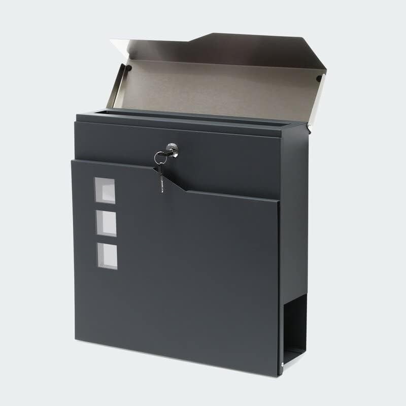 Zalafino Briefkasten mit Name und Hausnummer in anthrazit – individualisierbarer Design- aus pulverb