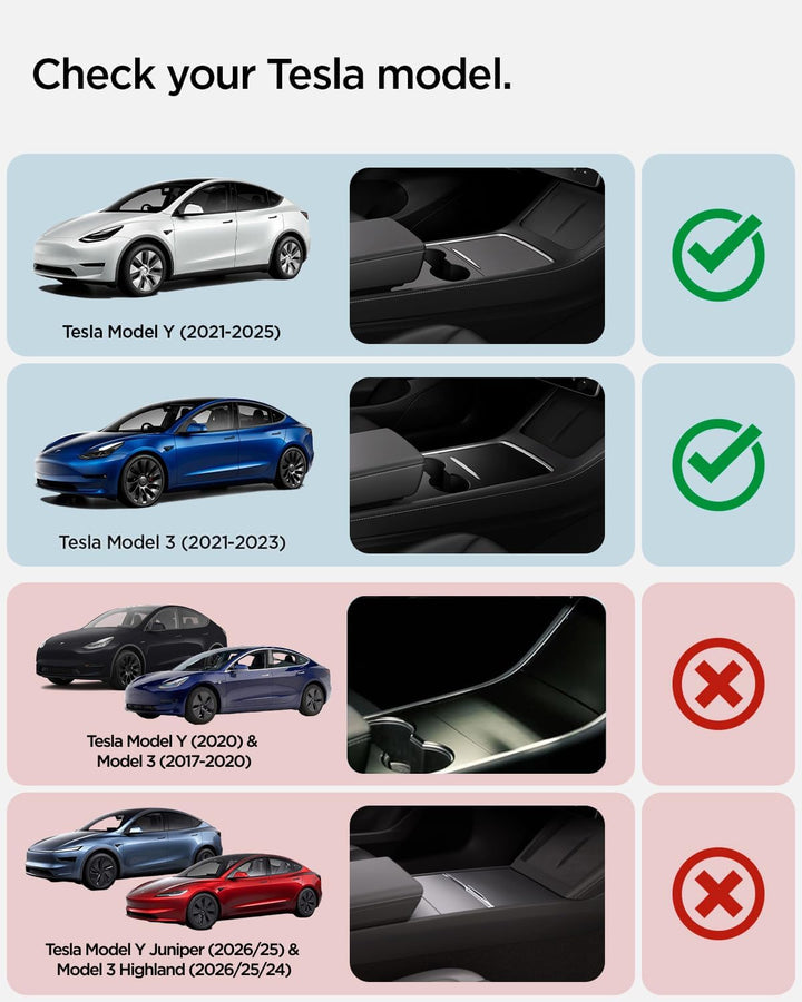 Spigen Mittelkonsole Organizer Armlehnenablage Zubehör für Tesla Model 3 2021-2023 und Model Y mit S