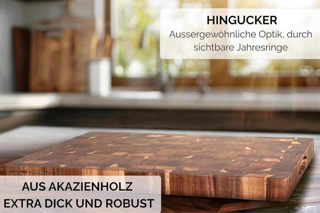 WALDLAND Premium Schneidebrett Holz Gross 40 x 30 x 3 cm I aus robustem Akazienholz I Holzbrett Küch