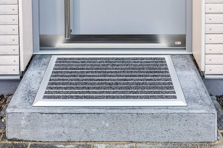 ASTRA rutschfeste Fussmatte aussen - Alu-Matte Exclusiv Mat - Aluminium Fussabtreter 45 x 75 cm Schm