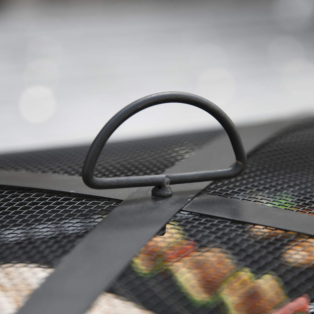 Outsunny 3-in-1 Feuerschale Feuerkorb Feuerstelle mit Funkenschutz Grillrost Eiskübel Garten BBQ Sch