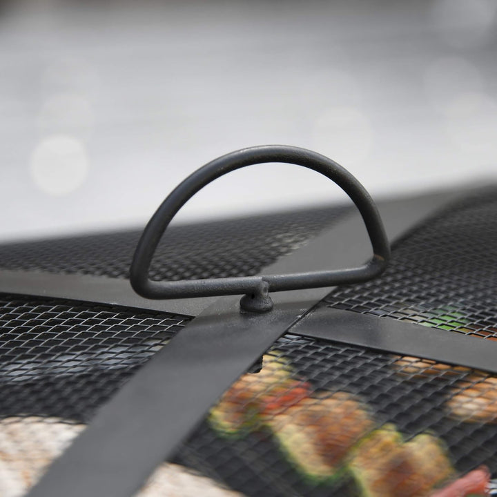 Outsunny 3-in-1 Feuerschale Feuerkorb Feuerstelle mit Funkenschutz Grillrost Eiskübel Garten BBQ Sch