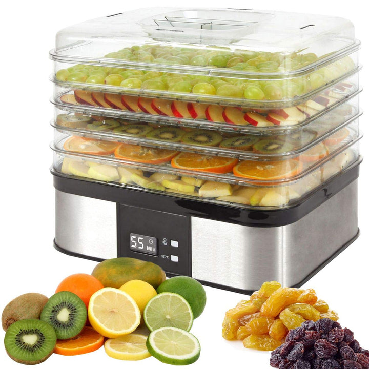 Syntrox Germany Edelstahl Dörrgerät Dörrautomat Edelstahl 350 Watt Trockner Dehydrator Dörrapparat,D