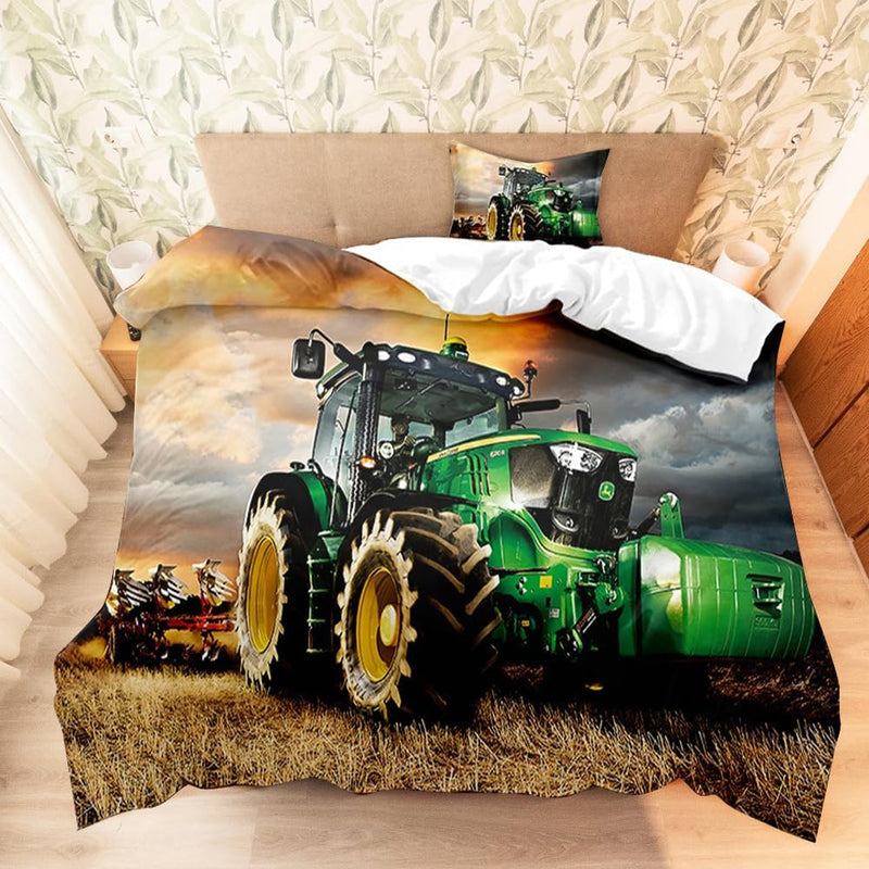 DASIAUTOEM Traktor Kinderbettwäsche, 100x135 Baby Bettwäsche Komplettset, Mit Traktor-Motiven und In