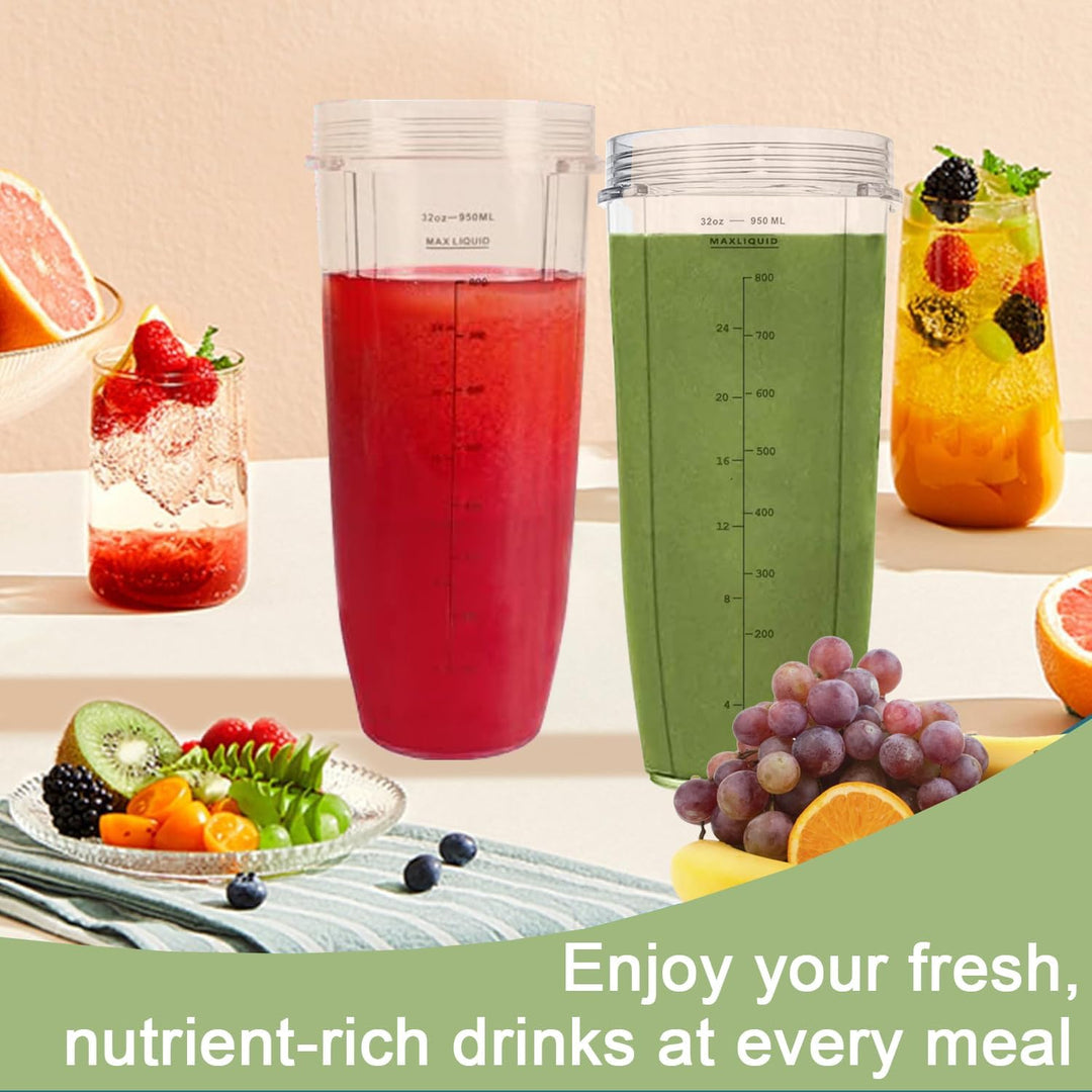 Yur1help 950ml Entsafter Becher Ersatzteile Kompatibel mit Nutri Ninja Auto-iQ Mixer, Tassen Zubehör