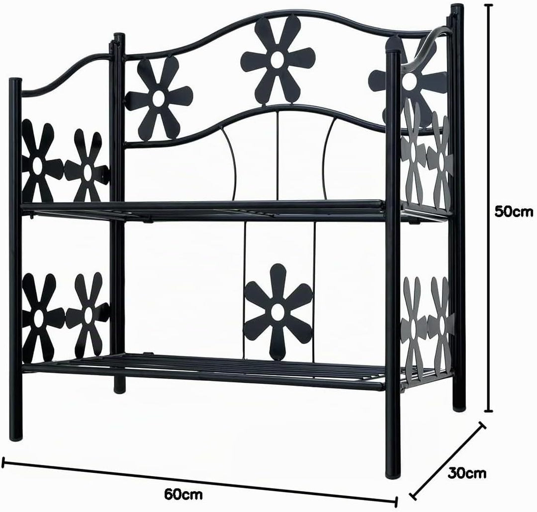 Deuba® Blumenregal Metall Schwarz 2 Etagen Balkon Outdoor Indoor Blumenständer Pflanzenständer Blume