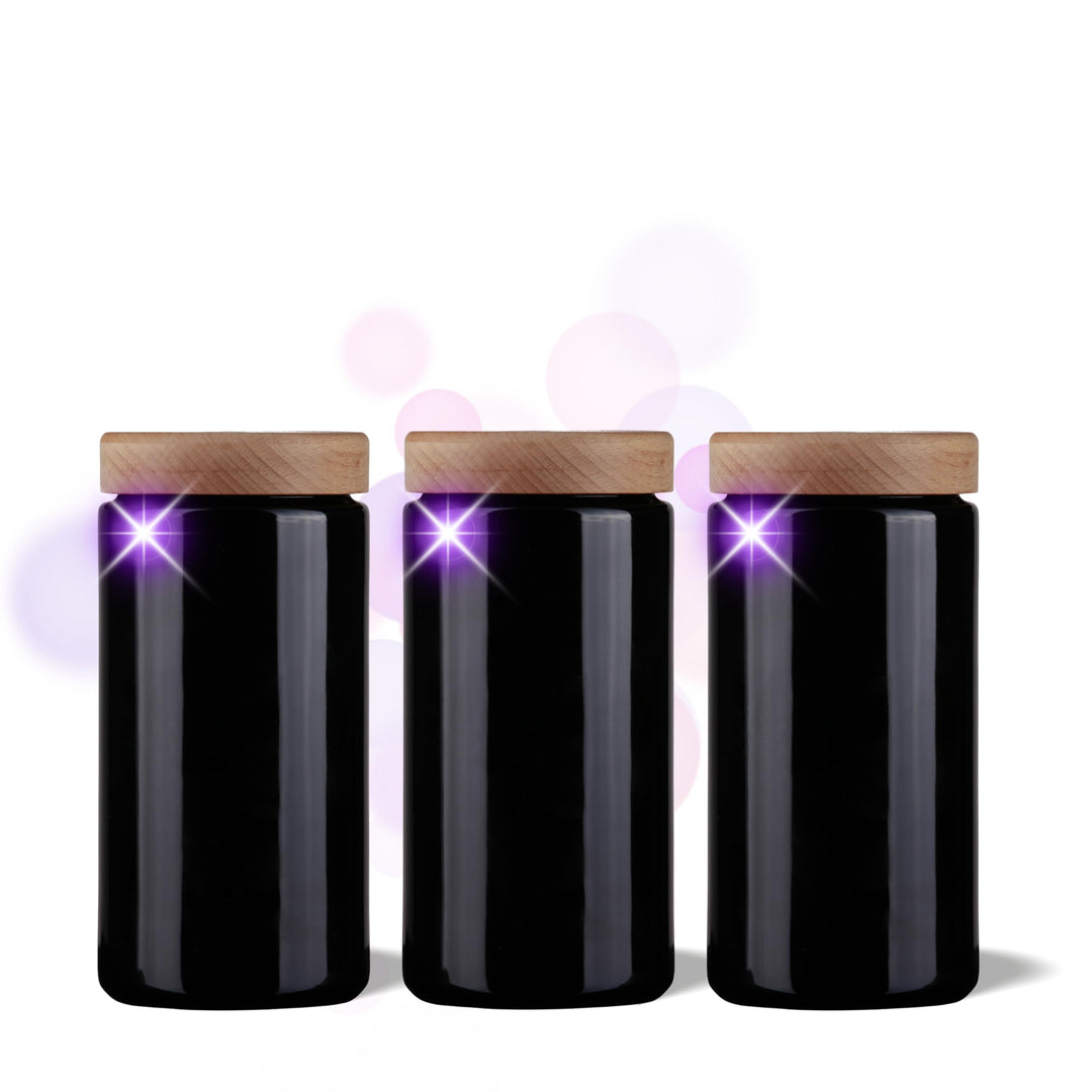 ANCEVIA edles Violettglas Vorratsglas 1000ml – 3er Set luftdichte Vorratsdose mit Deckel | Miron Auf