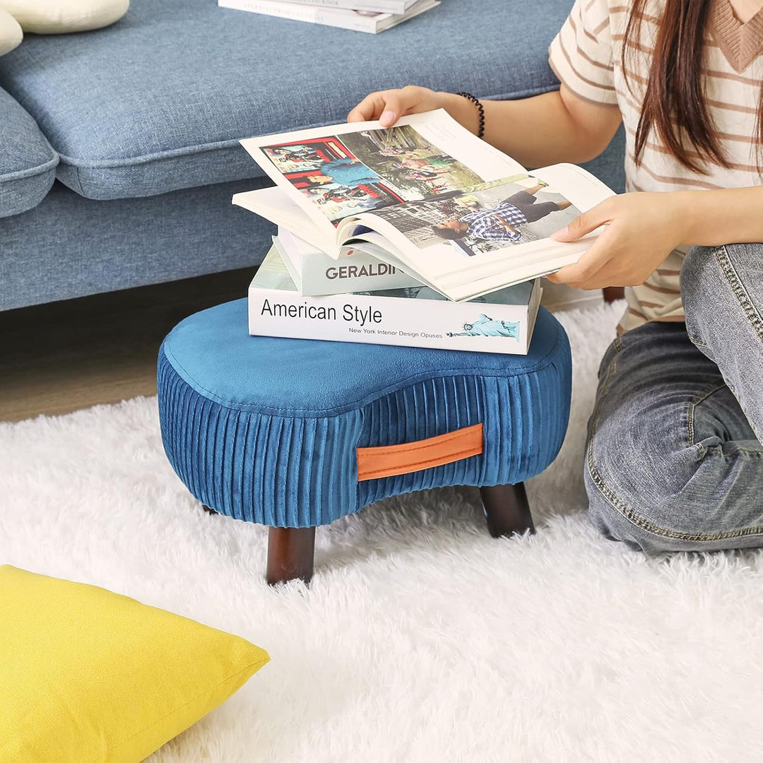 YMYNY Fusshocker, Sitzbank mit Griff, Gebogener Tritthocker mit weichem Sitzkissen, Gepolsterter Hoc