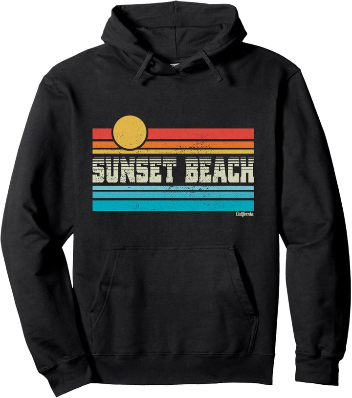 Sunset Beach Kalifornien USA Retro Vintage Surf Trip Surfer Pullover Hoodie