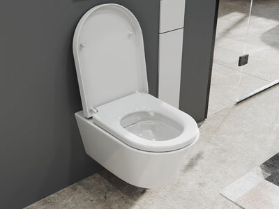 SSWW | Weisses Hänge-WC mit Absenkautomatik & abnehmbaren WC-Sitz, ohne Spülrand, mit Nanobeschichtu