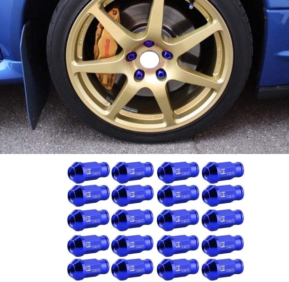 KIMISS Aluminium Autoreifenschraube, 20Pcs Radmuttern sichern Racing Radmutter M12X1.5(Blau)