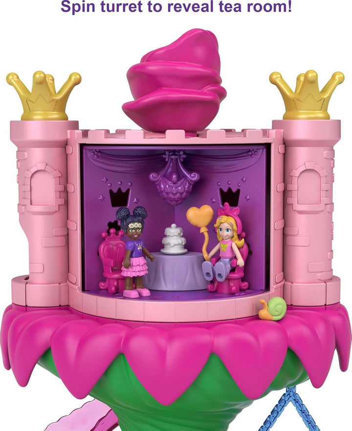 Polly Pocket GYK43 - Regenbogen-Einhornspass Feenflug, 2 Puppen und 15 Überraschungen, Spielzeug ab