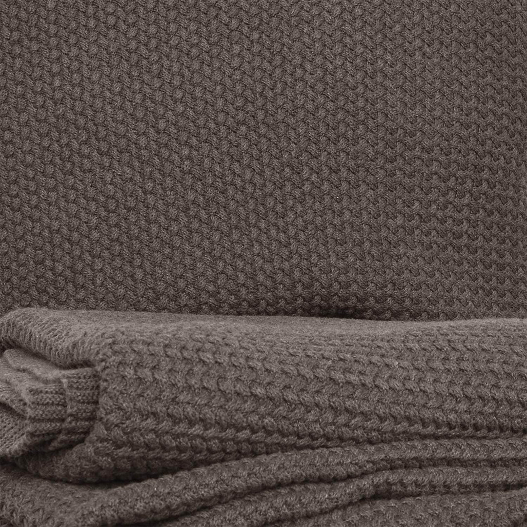 Wohndecke Jaron fein gestrickt, 150x200 cm, Antik Grau, 100% Baumwolle, Fischgrat-Optik, Antik Grau