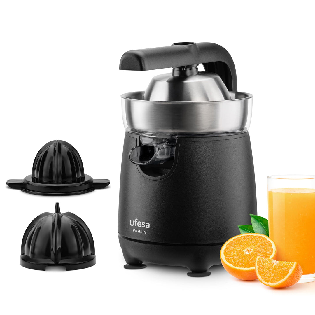 Ufesa Vitality, Elektrischer Zitruspressent, 120W, kontinuierlicher Ausguss, Tropf-Stop-System, Dopp
