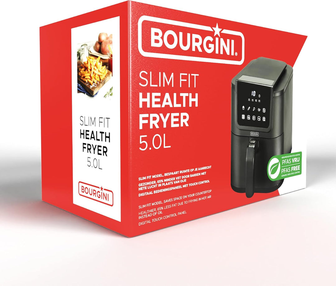 Bourgini Slimfit Airfryer XL – Heissluftfritteuse – 5 Liter – 1500 W – mit keramischer Antihaftbesch