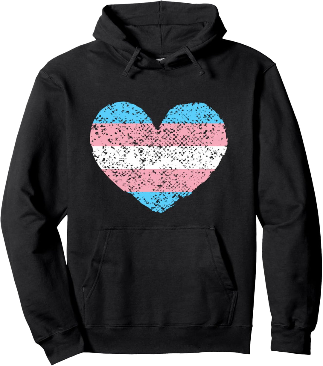 Transgender Pride Heart Flag Pullover Hoodie