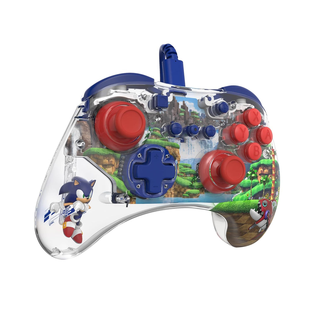 PDP REALMz Wired LED Light-up Pro Controller: Sonic Green Hill Zone For Nintendo Switch & Nintendo S