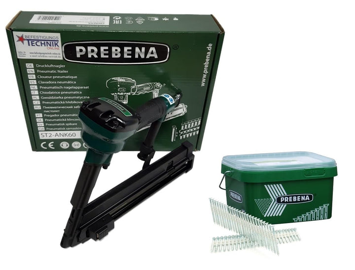 Prebena Druckluft Ankernagler ST2-ANK50 40-50mm + 2000 Ankernägel 50mm 20°
