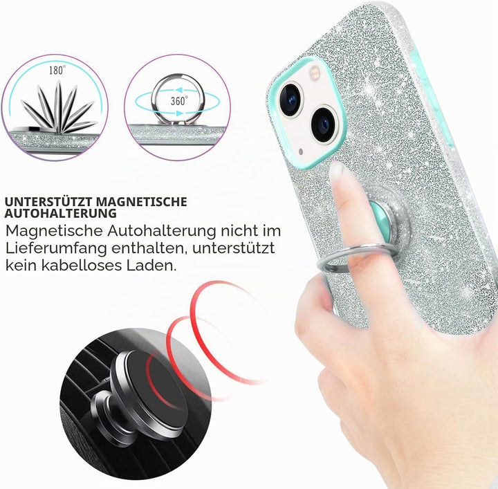 SouliGo iPhone 14 Hülle, iPhone 14 Hülle Glitzer, iPhone 14 Handyhülle Silikon Case Cover mit 360 Gr