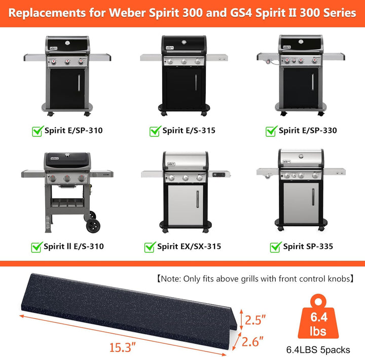 38,9 cm Aromaschienen für Weber Spirit 300 und GS4 Spirit II 300 Serie, passend für Spirit E/S310 E/