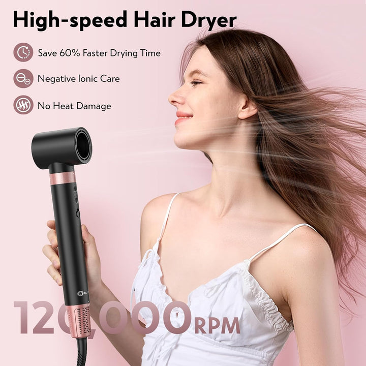 Slopehill Airstyler 5 IN 1, Ionen Föhn 110000 U/Min, Multifunktionaler Hairstyler, Lockenstab Automa