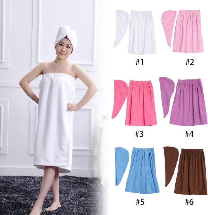 Womens Spa Wrap Cotton Spa Duschbad und Turnhandtuch mit Druckknöpfen, Damenhandtuch Wrap Hair Turba