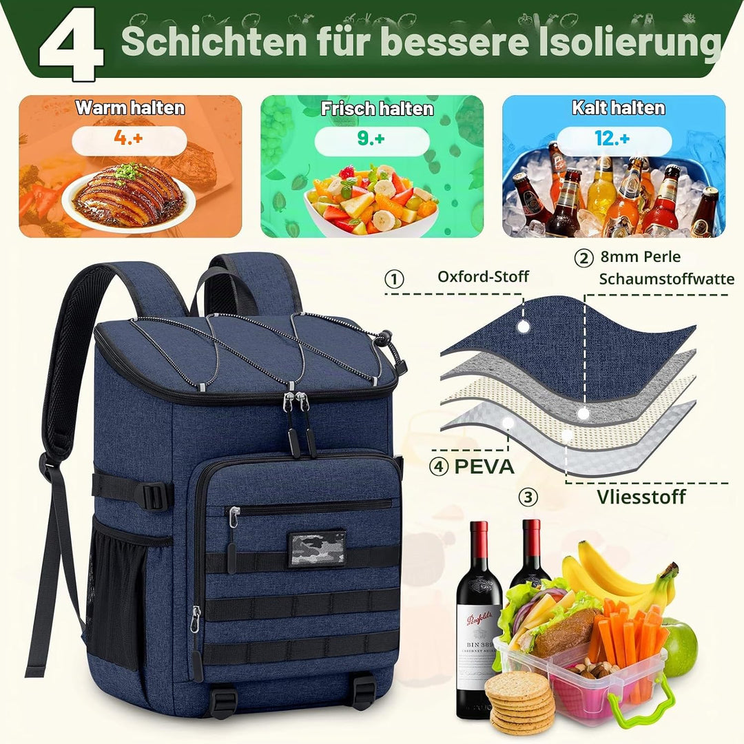 NEWHEY Kühlrucksack 30L Wasserdichtes Isolierter Kühltasche Grosse Kapazität Thermo Picknickrucksack