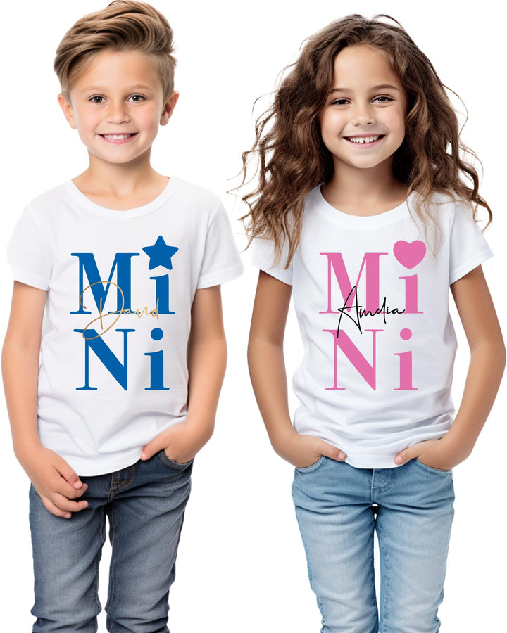 Personalisierte Bio T-Shirts Pullover für Familien Mama Papa Kinder Oma Opa, handbedruckt mit umwelt