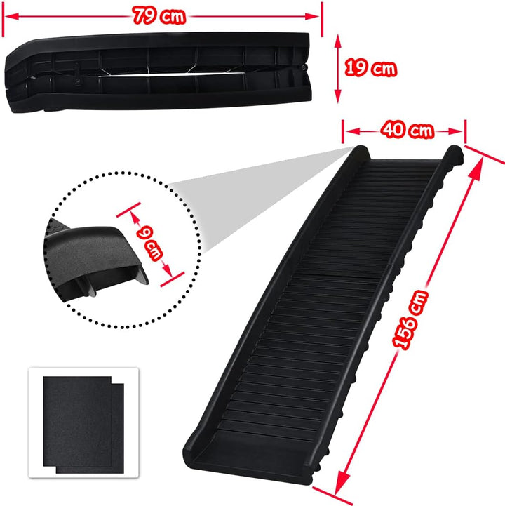 NAIZY Hunderampe 156cm Klappbare Hundetreppe Ramp mit Anti-Rutsch Matten Haustierrampe Kunststoff Ko