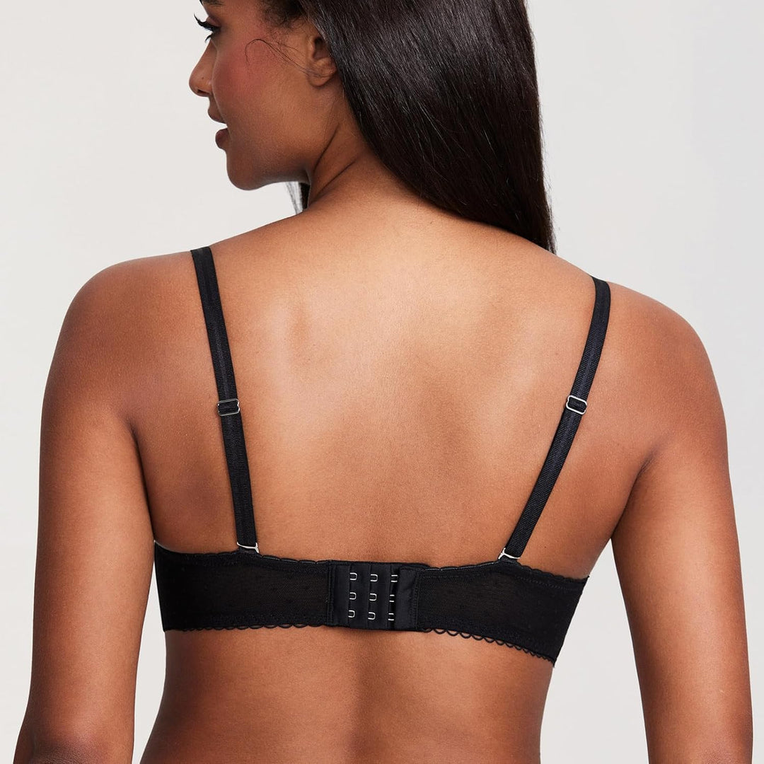 DOBREVA Damen Push Up BH ohne Bügel Soft Spitze Bügelloser BHS Sexy Bequem Gepolstert 70C Schwarz, 7