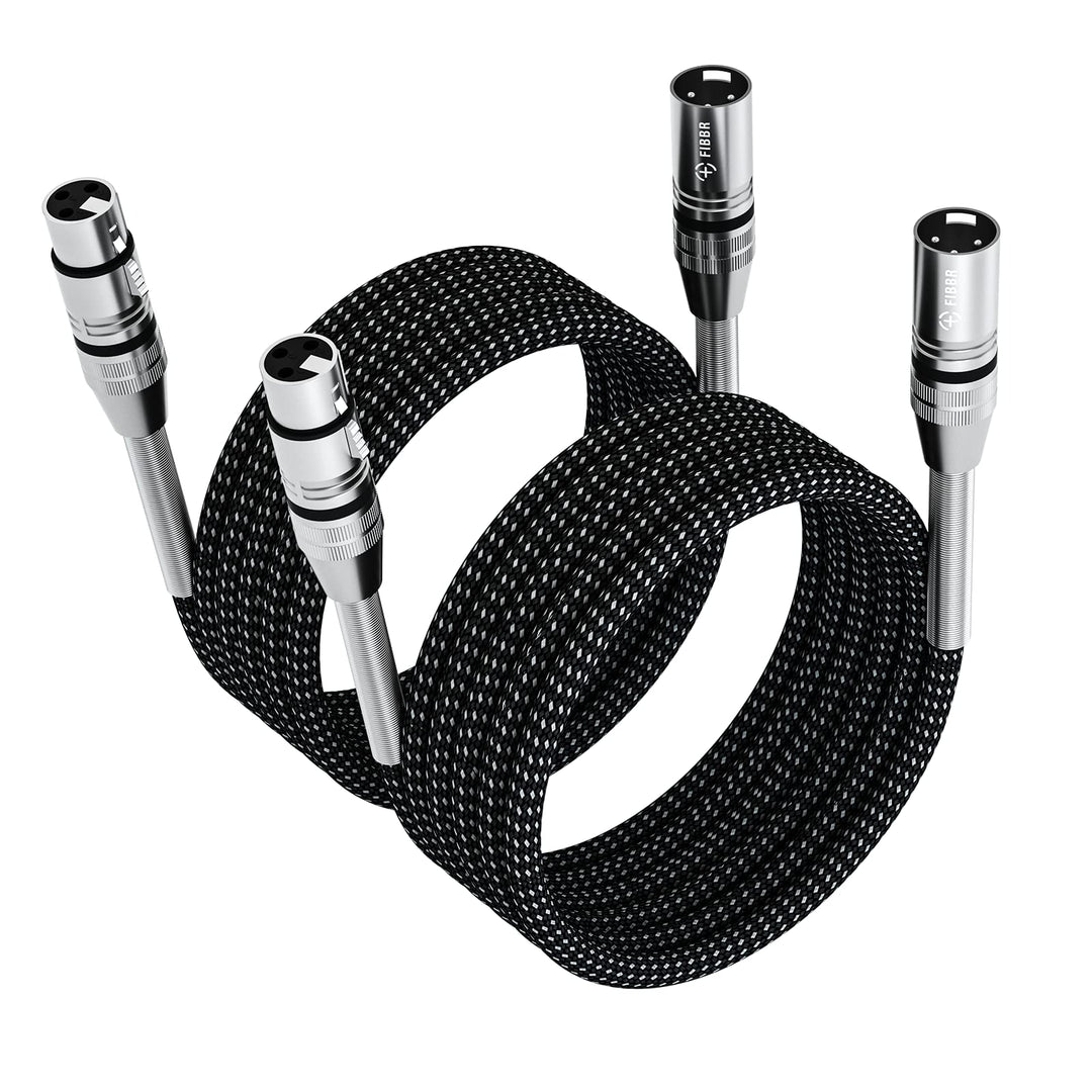 FIBBR XLR Kabel 5m-2 Pack, Mikrofonkabel Nylongeflecht XLR Stecker auf Buchse strapazierfähiges symm