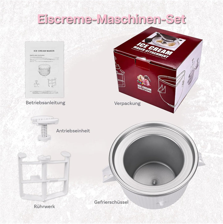 Eismaschinen-Aufsatz für KitchenAid StandMixer – Kompatibel mit KitchenAid 4,5QT, 5QT &amp; 6QT Tilt-Hea