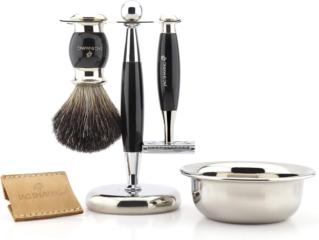 Jag Shaving Luxus-Rasierset für Herren, mit doppelseitigem Rasierhobel, Rasierpinsel, Rasierpinsel,