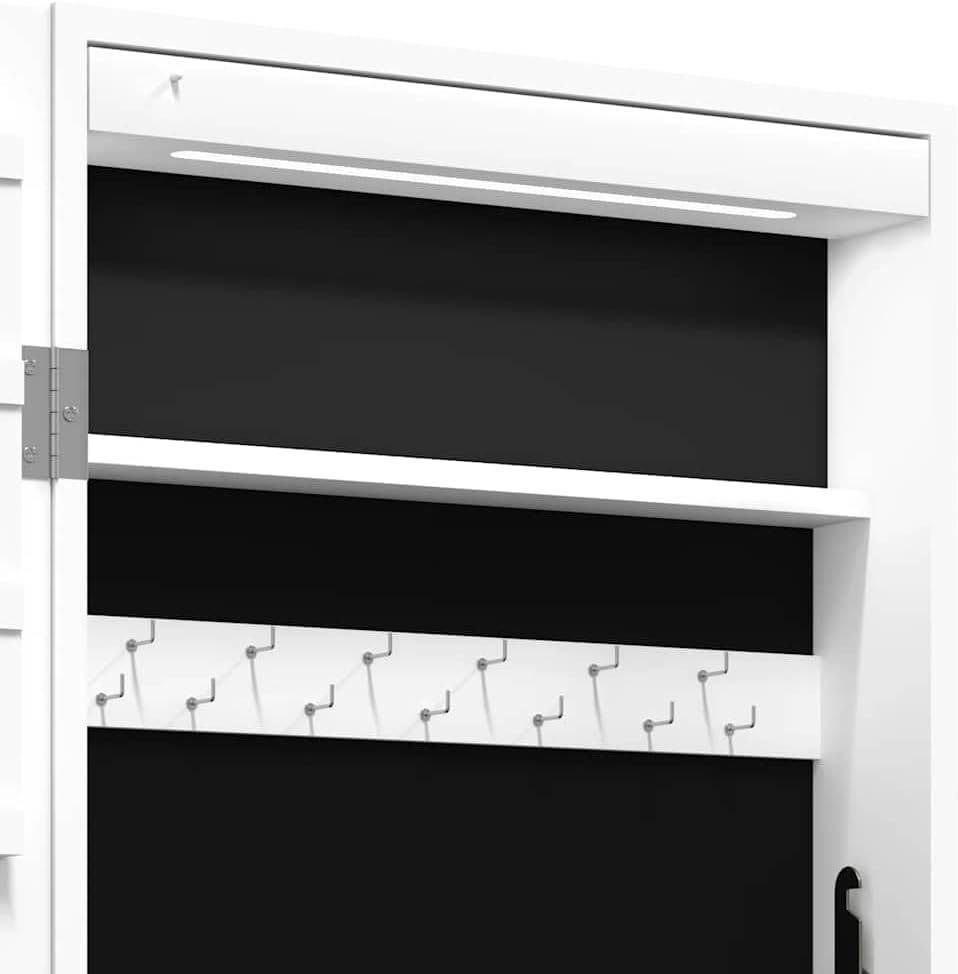vidaXL Spiegel-Schmuckschrank mit LED-Beleuchtung Wandmontage Weiss, Weiss