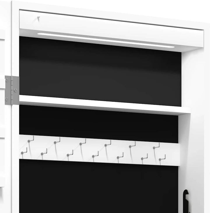 vidaXL Spiegel-Schmuckschrank mit LED-Beleuchtung Wandmontage Weiss, Weiss