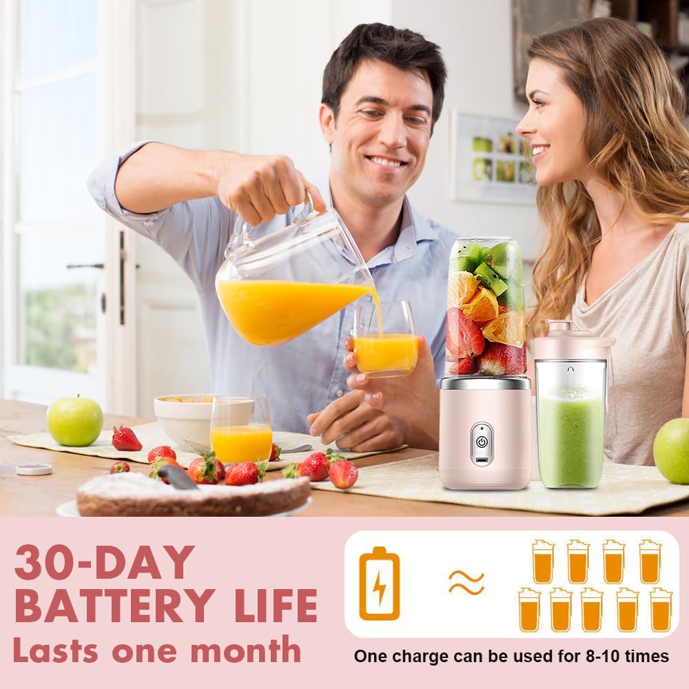 Tragbarer Mixer, 400ML Portable Blender mit Ersatzbecher, USB Wiederaufladbar Mixer Smoothie Maker t