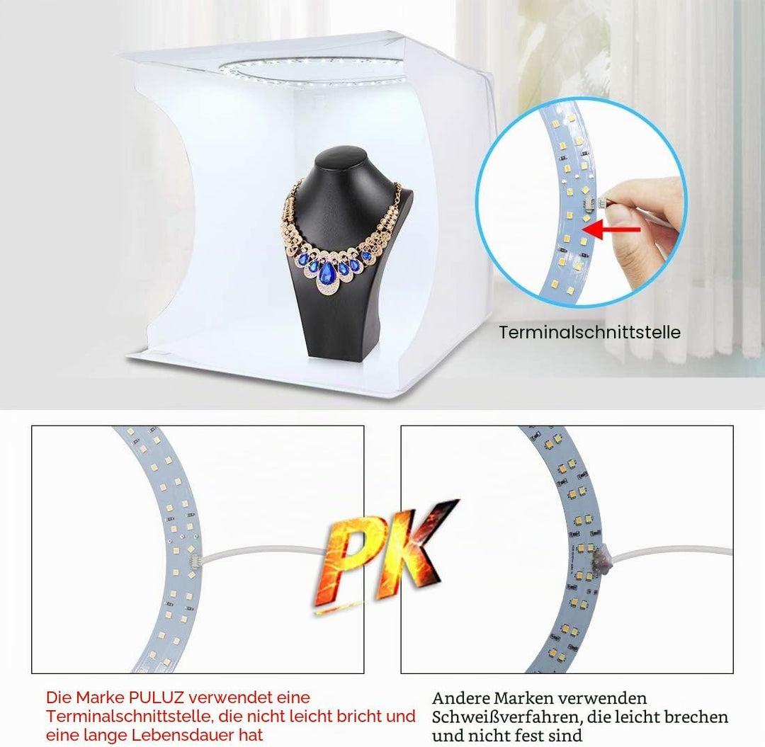 PULUZ Fotostudio 12’/ 30CM Dreifarbiger Temperaturschalter Falten Fotobox Lichtbox für klein Produkt