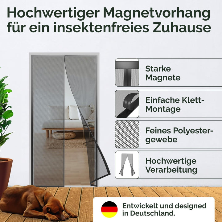 Nematek - Fliegengitter Balkontür 80x200 cm - hochwertige Fliegengitter Tür für die Terrassentür und
