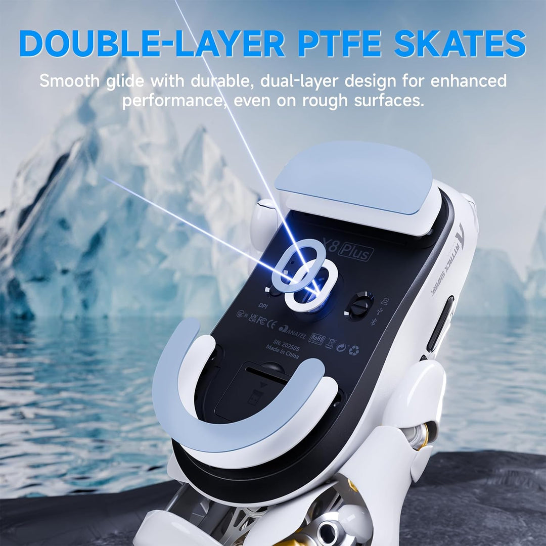 ATTACK SHARK X8 Serie Kabellose Gaming-Maus, 55–65 g Superleicht, PixArt PAW3395/3950 Sensor, BT/2.4