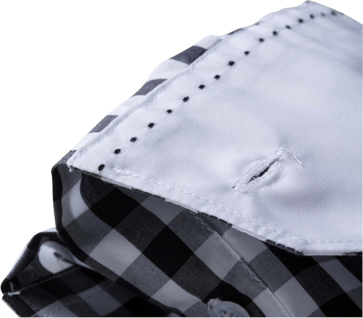James & Nicholson Langarm Karohemd Easy Care - Herrenhemd in grosskarierter Musterung S black/white,