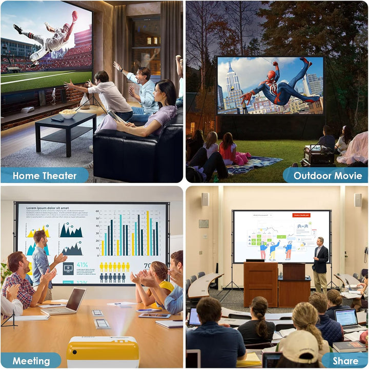 Beamer Leinwand 120 Zoll mit Faltbarem Standfuss, LEORFI Outdoor-Indoor Projektionswand HD 16:9, Tra