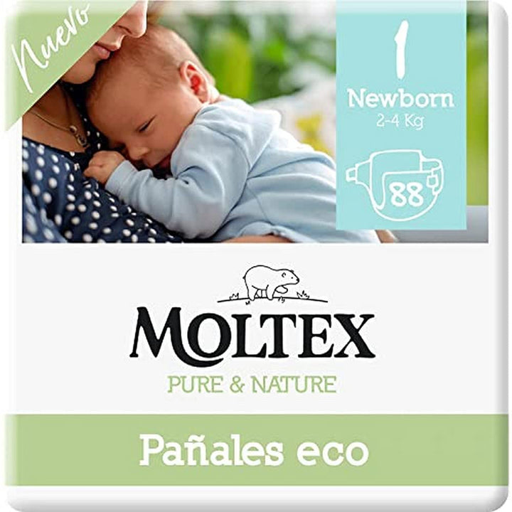 Moltex Pure & Nature Ökologische Windeln Grösse 1 (2-5 kg) - 88 Windeln Grösse 1 (88 Stück), Grösse