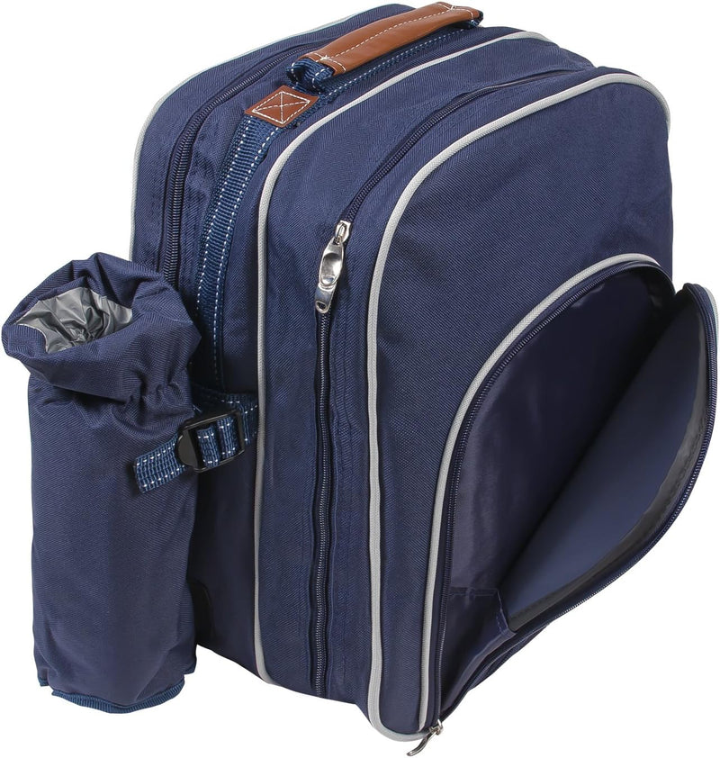 anndora Picknick Rucksack Picknicktasche Kühltasche Kühlfach + Geschirr Besteck, Blau