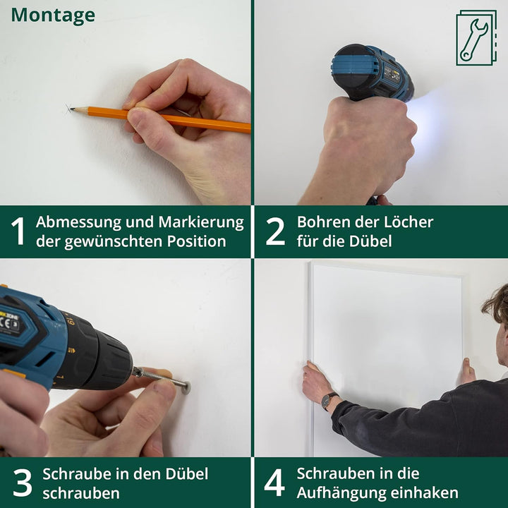 Ecowelle Infrarotheizung Classic Weiss 1200 Watt + 10 Jahre Garantie + Made in Germany + Doppelter Ü