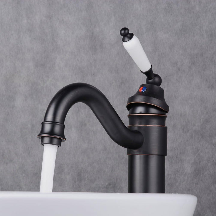 Elegant Klassischer Einhebel Wasserhahn Armatur Waschtischarmatur Für Bad Waschtisch,Schwarz,Beelee