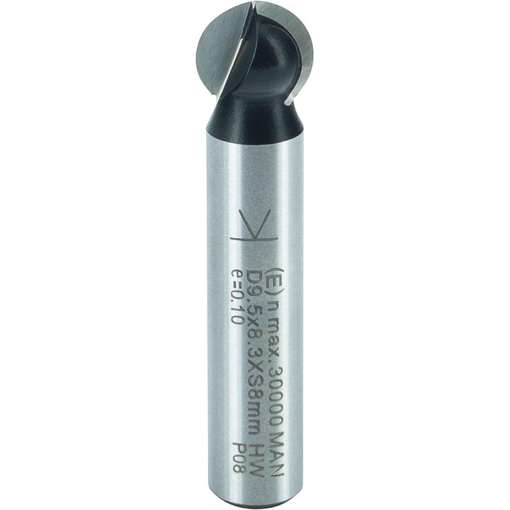 ENT 17060 Kugelfräser HW, Schaft (S) 8 mm, Durchmesser (D) 9,5 mm, NL 8,3 mm, R 4,75 mm, T 0,75 mm,