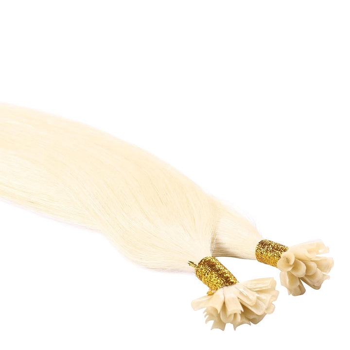 hair2heart Premium Extensions Echthaar Bondings glatt - 100 Strähnen 0.8g 40cm 10/0 hell-lichtblond